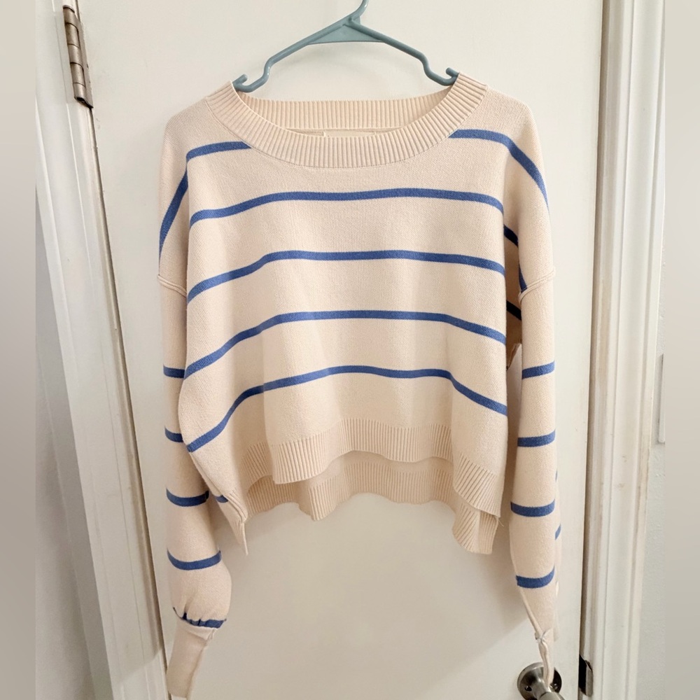 By Together cropped striped long sleeve pullover